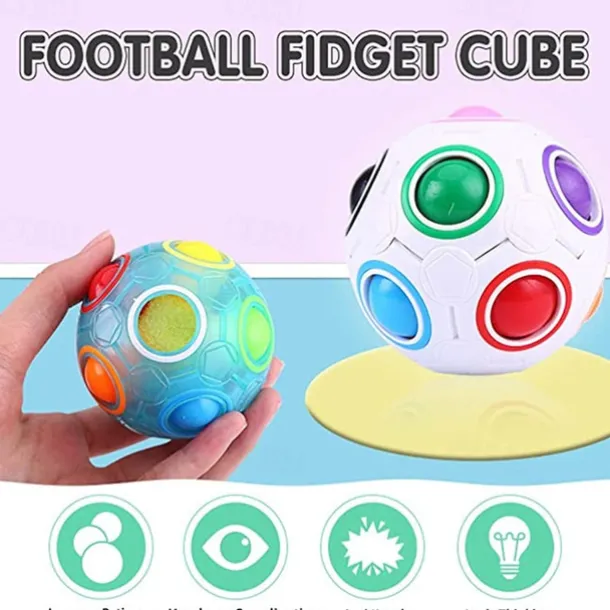Rainbow Puzzle Ball Cube Magic Rainbow Ball Puzzle Color Shift Puzzle Ball Fidget Toy Stress Reliever Brain Teaser for Festive and Adults Set of 2