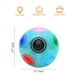 Rainbow Puzzle Ball Cube Magic Rainbow Ball Puzzle Color Shift Puzzle Ball Fidget Toy Stress Reliever Brain Teaser for Festive and Adults Set of 2