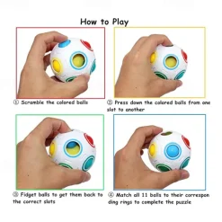 Rainbow Puzzle Ball Cube Magic Rainbow Ball Puzzle Color Shift Puzzle Ball Fidget Toy Stress Reliever Brain Teaser for Festive and Adults Set of 2