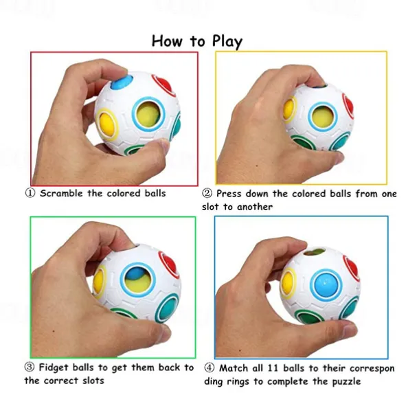 Rainbow Puzzle Ball Cube Magic Rainbow Ball Puzzle Color Shift Puzzle Ball Fidget Toy Stress Reliever Brain Teaser for Festive and Adults Set of 2