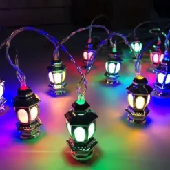Ramadan Eid LED String Light Muslim Lantern Mubarak Lantern Oil Lamp AA Battery Box LED Party Home Decorative Lantern Lighting