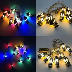 Ramadan Eid LED String Light Muslim Lantern Mubarak Lantern Oil Lamp AA Battery Box LED Party Home Decorative Lantern Lighting