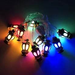 Ramadan Eid LED String Light Muslim Lantern Mubarak Lantern Oil Lamp AA Battery Box LED Party Home Decorative Lantern Lighting