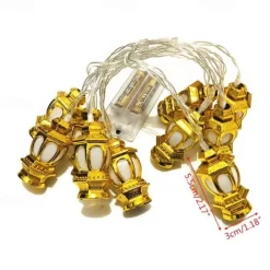 Ramadan Eid LED String Light Muslim Lantern Mubarak Lantern Oil Lamp AA Battery Box LED Party Home Decorative Lantern Lighting