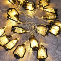 Ramadan Eid Lights Decoration Lantern LED String Lights 3M 20LEDs Battery Powered Kerosene Lamp for Courtyard Garden Holiday Family Ramadan Wedding Party Christmas Eid Festival Indoor Outdoor Decoration