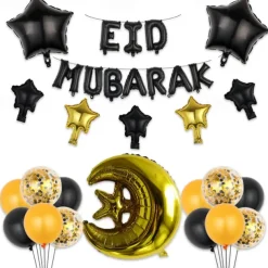Ramadan Festival EID MUBARAK Aluminum Film Balloon Set Star Moon Decorative Arrangement Gurban Balloon Muslim