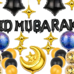 Ramadan Festival EID MUBARAK Aluminum Film Balloon Set Star Moon Decorative Arrangement Gurban Balloon Muslim