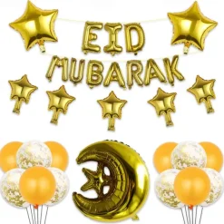 Ramadan Festival EID MUBARAK Aluminum Film Balloon Set Star Moon Decorative Arrangement Gurban Balloon Muslim