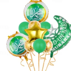 Ramadan Festival EID MUBARAK Aluminum Film Balloon Set Star Moon Decorative Arrangement Gurban Balloon Muslim