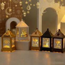 Ramadan Handheld Lanterns Candlesticks Wind Lamps Electronic Candles Festive Decorations Atmosphere Props 1PC