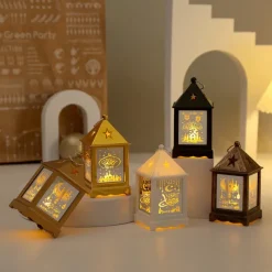 Ramadan Handheld Lanterns Candlesticks Wind Lamps Electronic Candles Festive Decorations Atmosphere Props 1PC