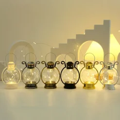 Ramadan Silver Line Electronic Candle Lamp Handheld Small Horse Lamp Retro Small Oil Lamp Festival Party Decorative Lamp 1PC