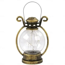 Ramadan Silver Line Electronic Candle Lamp Handheld Small Horse Lamp Retro Small Oil Lamp Festival Party Decorative Lamp 1PC