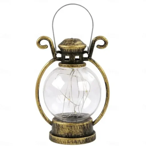 Ramadan Silver Line Electronic Candle Lamp Handheld Small Horse Lamp Retro Small Oil Lamp Festival Party Decorative Lamp 1PC