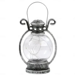 Ramadan Silver Line Electronic Candle Lamp Handheld Small Horse Lamp Retro Small Oil Lamp Festival Party Decorative Lamp 1PC