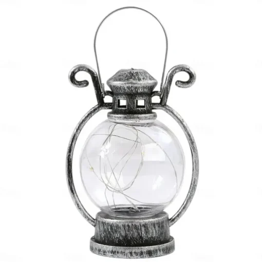Ramadan Silver Line Electronic Candle Lamp Handheld Small Horse Lamp Retro Small Oil Lamp Festival Party Decorative Lamp 1PC