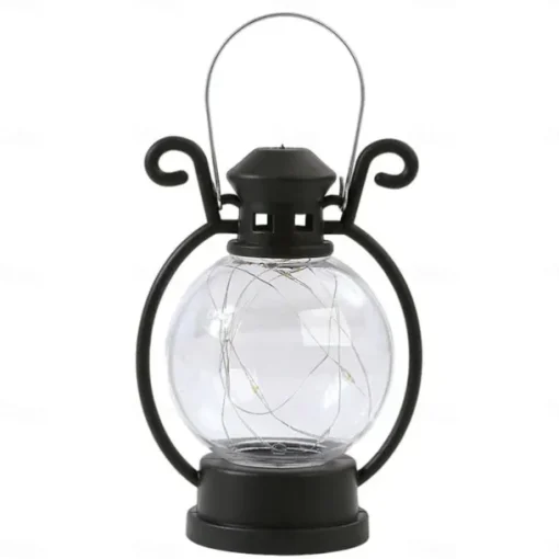 Ramadan Silver Line Electronic Candle Lamp Handheld Small Horse Lamp Retro Small Oil Lamp Festival Party Decorative Lamp 1PC