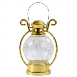 Ramadan Silver Line Electronic Candle Lamp Handheld Small Horse Lamp Retro Small Oil Lamp Festival Party Decorative Lamp 1PC