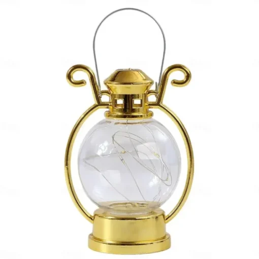 Ramadan Silver Line Electronic Candle Lamp Handheld Small Horse Lamp Retro Small Oil Lamp Festival Party Decorative Lamp 1PC