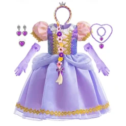 Rapunzel Fairytale Princess Sofia Flower Girl Dress Theme Party Costume Tulle Dresses Cosplay Movie Cosplay for Girls' Kid's Masquerade Wedding Wedding Guest