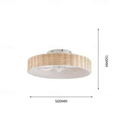 Rattan Ceiling Fan with Light 50cm 19.66in Ceiling Fan Light APP Control for Timed Six Speed Embedded Ceiling Fan with Light AC110V AC220V