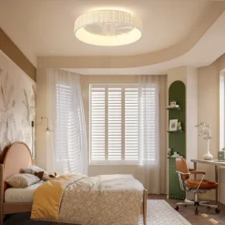 Rattan Ceiling Fan with Light 50cm 19.66in Ceiling Fan Light APP Control for Timed Six Speed Embedded Ceiling Fan with Light AC110V AC220V