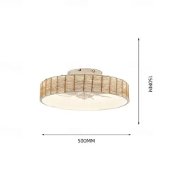 Rattan Ceiling Fan with Light 50cm 19.66in Ceiling Fan Light APP Control for Timed Six Speed Embedded Ceiling Fan with Light AC110V AC220V