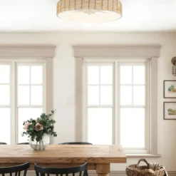 Rattan Ceiling Fan with Light 50cm 19.66in Ceiling Fan Light APP Control for Timed Six Speed Embedded Ceiling Fan with Light AC110V AC220V