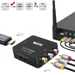 RCA To HDMI AV To HDMI Converter 1080P Mini RCA Composite CVBS Video Audio Converter Adapter Supporting PAL/NTSC For TV/PC/ PS3/ STB/Xbox VHS/VCR/Blue-Ray DVD Players