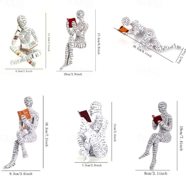 Reading Bookshelf Decor,Reading Woman Figurine,Resin Statue Thinker Style,Abstract Sculptures Figurines for Home Decor Modern Office Shelf Desktop