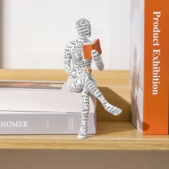 Reading Bookshelf Decor,Reading Woman Figurine,Resin Statue Thinker Style,Abstract Sculptures Figurines for Home Decor Modern Office Shelf Desktop