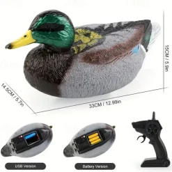 Realistic Green Head Duck Model Toy Boat Dual Version Sealed Waterproof Remote Control Boat For Kids Outdoor Pond Simulation Remote Control Boat
