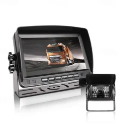 Rear View Camera Kit with 7 LCD Monitor 120 Wide Angle Rearview Camera IP68 Waterproof 18IR Night Vision Reversing Camera for Truck Trailer Bus Van Agriculture Heavy Transport (9-32V)