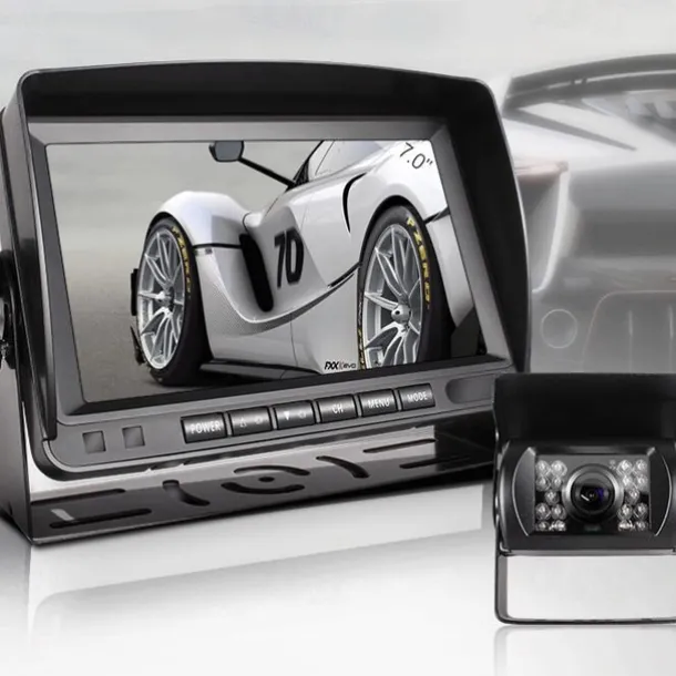 Rear View Camera Kit with 7 LCD Monitor 120 Wide Angle Rearview Camera IP68 Waterproof 18IR Night Vision Reversing Camera for Truck Trailer Bus Van Agriculture Heavy Transport (9-32V)