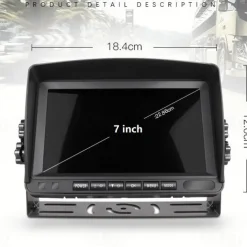 Rear View Camera Kit with 7 LCD Monitor 120 Wide Angle Rearview Camera IP68 Waterproof 18IR Night Vision Reversing Camera for Truck Trailer Bus Van Agriculture Heavy Transport (9-32V)