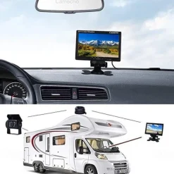 Rear View Camera Kit with 7 LCD Monitor 120 Wide Angle Rearview Camera IP68 Waterproof 18IR Night Vision Reversing Camera for Truck Trailer Bus Van Agriculture Heavy Transport (9-32V)