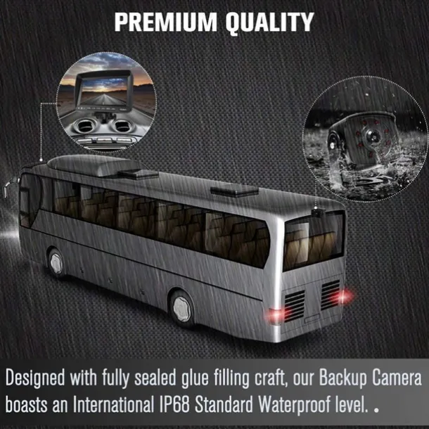 Rear View Camera Kit with 7 LCD Monitor 120 Wide Angle Rearview Camera IP68 Waterproof 18IR Night Vision Reversing Camera for Truck Trailer Bus Van Agriculture Heavy Transport (9-32V)