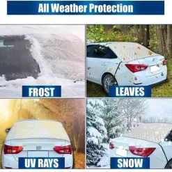 Rear Windshield Snow Cover Windshield Cover For Ice And Snow With 3 Magnetic Suction Points And 2 Fixed Hooks Suitable For Most Sedans And SUV