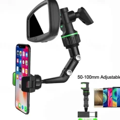 Rearview Mirror Phone Holder Universal 360 Degrees Rotating Car Phone Holder Car Rearview Mirror Mount Phone and GPS Holder for 47mm-71mm Wide Mobile Phones Use for Home Table Kitchen etc 1PCS