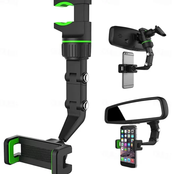 Rearview Mirror Phone Holder Universal 360 Degrees Rotating Car Phone Holder Car Rearview Mirror Mount Phone and GPS Holder for 47mm-71mm Wide Mobile Phones Use for Home Table Kitchen etc 1PCS