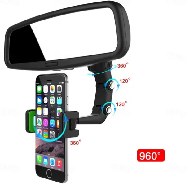 Rearview Mirror Phone Holder Universal 360 Degrees Rotating Car Phone Holder Car Rearview Mirror Mount Phone and GPS Holder for 47mm-71mm Wide Mobile Phones Use for Home Table Kitchen etc 1PCS
