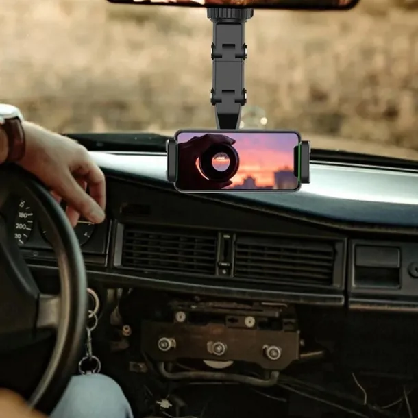 Rearview Mirror Phone Holder Universal 360 Degrees Rotating Car Phone Holder Car Rearview Mirror Mount Phone and GPS Holder for 47mm-71mm Wide Mobile Phones Use for Home Table Kitchen etc 1PCS