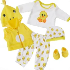 Reborn Baby Doll Clothes for 17-22 Inch Newborn Baby Doll Boy 17-22 inch Yellow Duck 5pcs Set Baby Doll Clothes Outfit Accessories fit 17-22 Inch Baby Doll Girl
