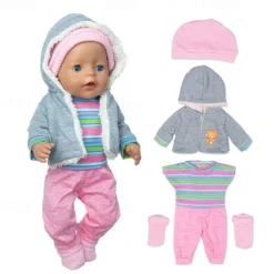 Reborn Baby Doll Clothes for 17-22 Inch Newborn Baby Doll Boy 17-22 inch Yellow Duck 5pcs Set Baby Doll Clothes Outfit Accessories fit 17-22 Inch Baby Doll Girl