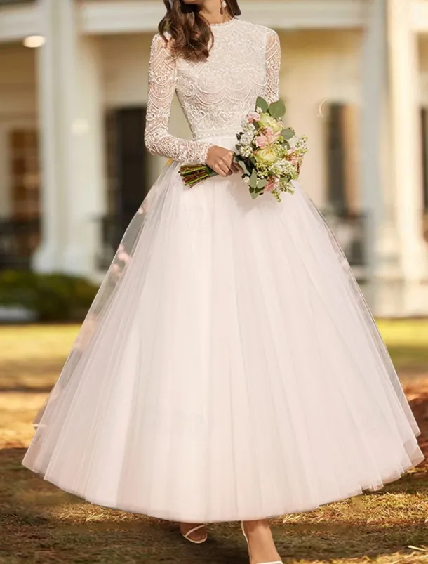 Reception Simple Wedding Dresses Wedding Dresses A-Line Sweetheart Strapless Ankle Length Lace Bridal Gowns With Pleats Solid Color dress to impress Fall Wedding