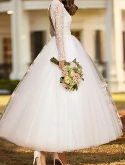 Reception Simple Wedding Dresses Wedding Dresses A-Line Sweetheart Strapless Ankle Length Lace Bridal Gowns With Pleats Solid Color dress to impress Fall Wedding