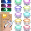 Recessed LED Deck Light 16 RGB Colors/4 Lighting Modes Timing RF Remote Control IP67 Waterproof LED in Ground Lights for Outdoor Yard Garden Stair Patio Pool Deck Kitchen 10Pack