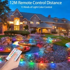 Recessed LED Deck Light 16 RGB Colors/4 Lighting Modes Timing RF Remote Control IP67 Waterproof LED in Ground Lights for Outdoor Yard Garden Stair Patio Pool Deck Kitchen 10Pack