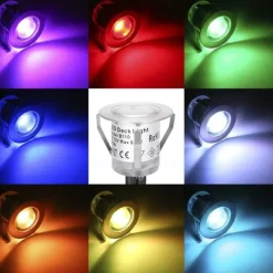 Recessed LED Deck Light 16 RGB Colors/4 Lighting Modes Timing RF Remote Control IP67 Waterproof LED in Ground Lights for Outdoor Yard Garden Stair Patio Pool Deck Kitchen 10Pack