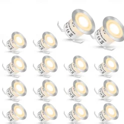 Recessed LED Deck Light Kit In Ground Outdoor Landscape Light IP67 Waterproof Low Voltage for Outdoor Yard Garden Steps Stair Patio Floor Pool Deck Kitchen Decoration Warm White Natural Light